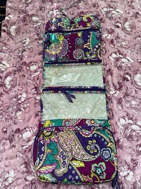 Vera Bradley Purple Green Paisley Quilted Hanging Travel Organizer